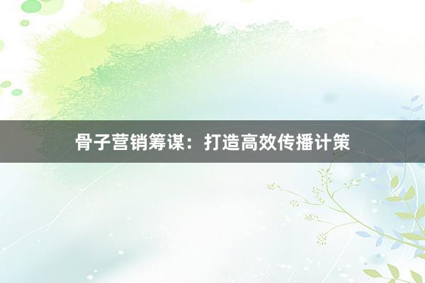 骨子营销筹谋：打造高效传播计策